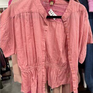 Free People Pink Button Down Shirt
